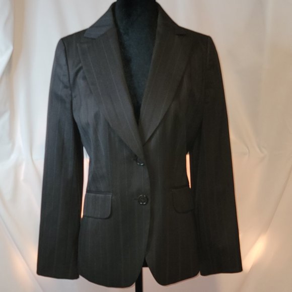 Ann Taylor Jackets & Blazers - Ann Taylor Wool Blazer Size 6 - Black with white and black stripes - Like New